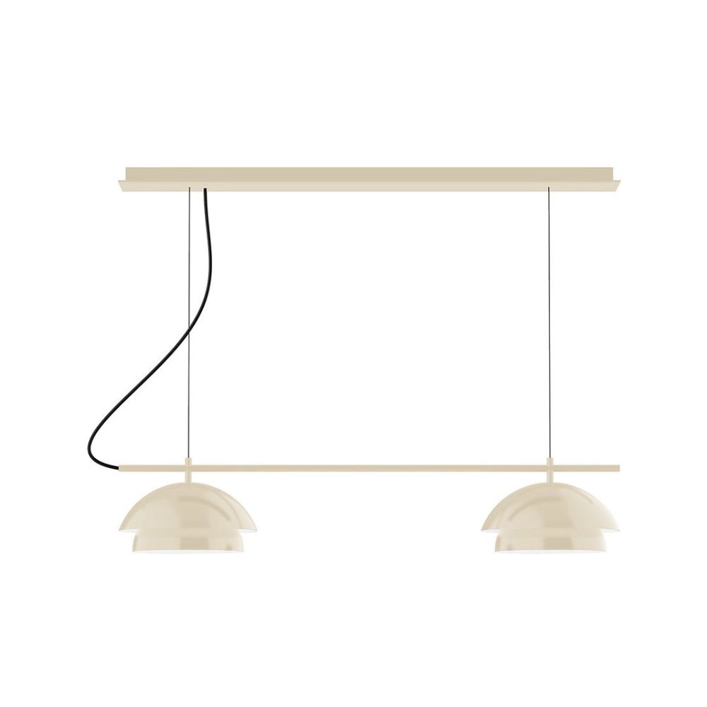 Montclair Lightworks CHEX445-16 2-Light Linear Axis Chandelier Cream Finish